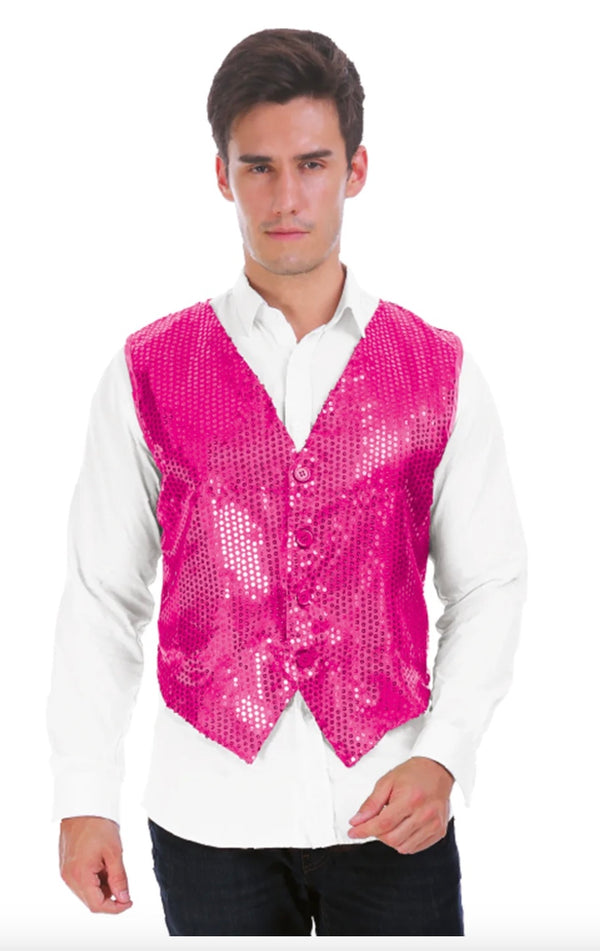 Adult Pink Sequin Vest-ONE SIZE